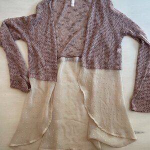 Xhilaration Sheer Cardigan Tan Brown Ivory Size M